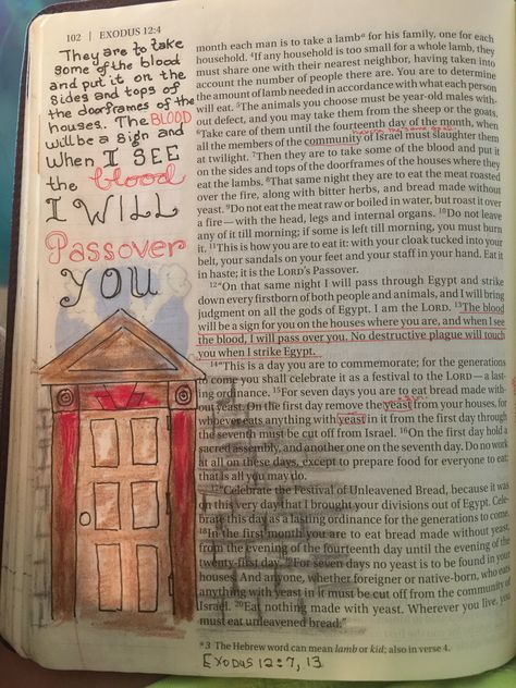 Bible journaling Exodus 12:7,13 Exodus 12 Bible Journaling, Exodus Journaling, Bible Journaling Exodus, Exodus Bible Study, Journaling Pics, Exodus Bible, Euphrates River, Exodus 12, Inspire Bible