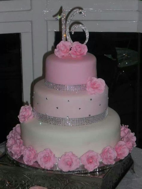 Sweet 16 Cake Ideas 3 Tier, Sweet 16 3 Tier Cake, Sweet 16 Cakes Pink And Silver, Pink Cake Sweet 16, Pink And White Sweet 16 Cake, Sweet 16 Birthday Cakes Simple, Sweet Sixteen Cakes For Girls, Sweet 16 Cakes Pink, Sweet 16 Party Cakes