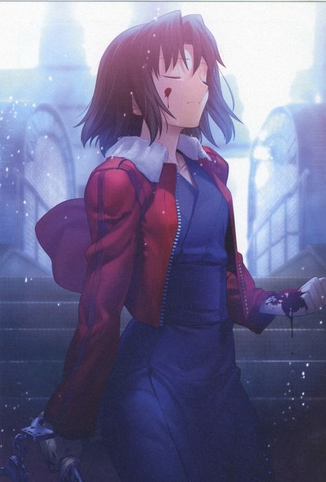 Kara No Kyoukai, An Anime, Anime Character, Building, Red, Hair, Anime, Blue