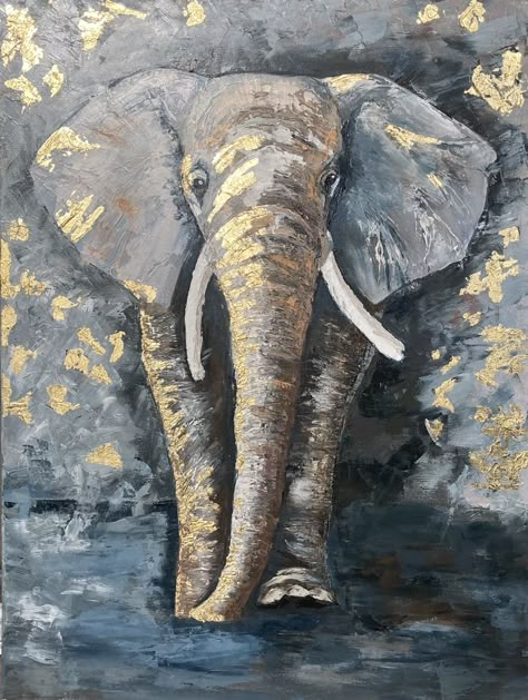 Gold Elephant Painting, Colorful Giraffe Painting, Dyi Painting, Elephant Painting Canvas, Cow Artwork, Giraffe Painting, Elephant Pictures, Elephant Drawing, Elephant Canvas