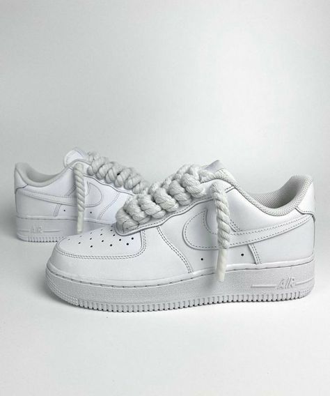 #airforce1 #airforceone #nikeairforces Nike Rope Laces, Lace Up Air Force Ones, Nike Air Force 1 Rope Laces, Rope Af1, Rope Laces Af1, Air Force 1 Rope Laces, Forces Outfit, Custom Nike Air Force 1, Custom Nike Air Force