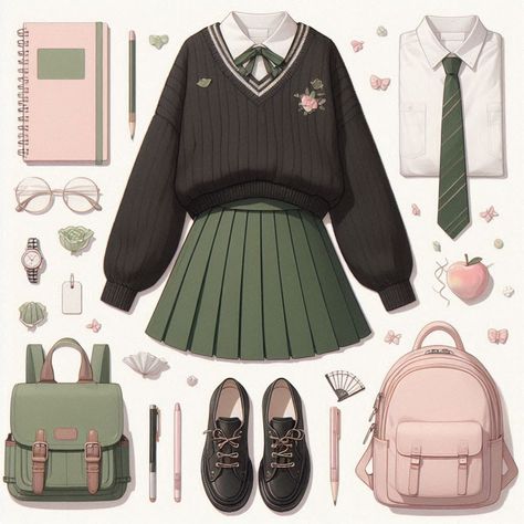 Anime Outfits Winter, Preppy Outfits Drawing, Winter Outfit Drawing, Anime Style Outfit, Soft Pastel Outfits, Cute Anime Outfits, Anime Outfit Ideas, Fashion Drawing Sketches, Academia Clothes