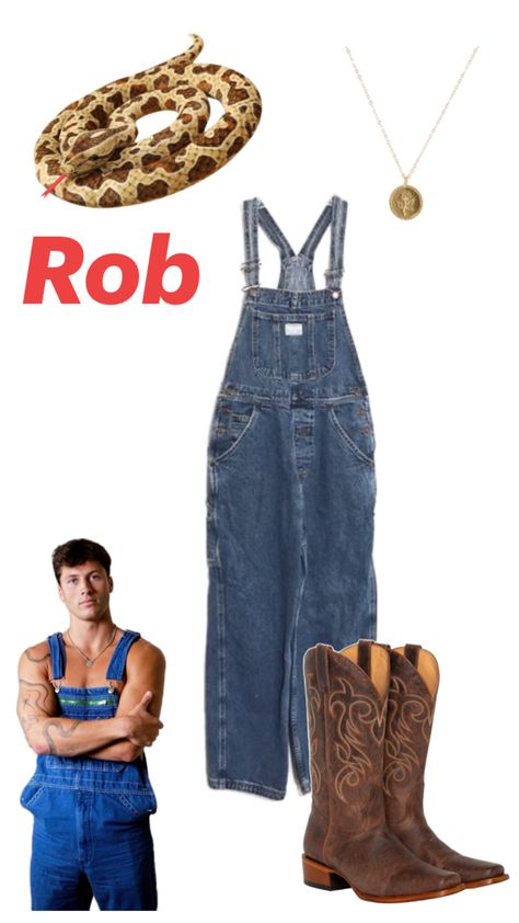 Rob from love island costume Rob Costume Love Island, Rob From Love Island Costume, Rob Love Island Halloween Costume, Rob Love Island Costume, Halloween Costumes With Cowboy Boots, Love Island Costume, Rob Love Island, Love Island Costumes, Rob Love