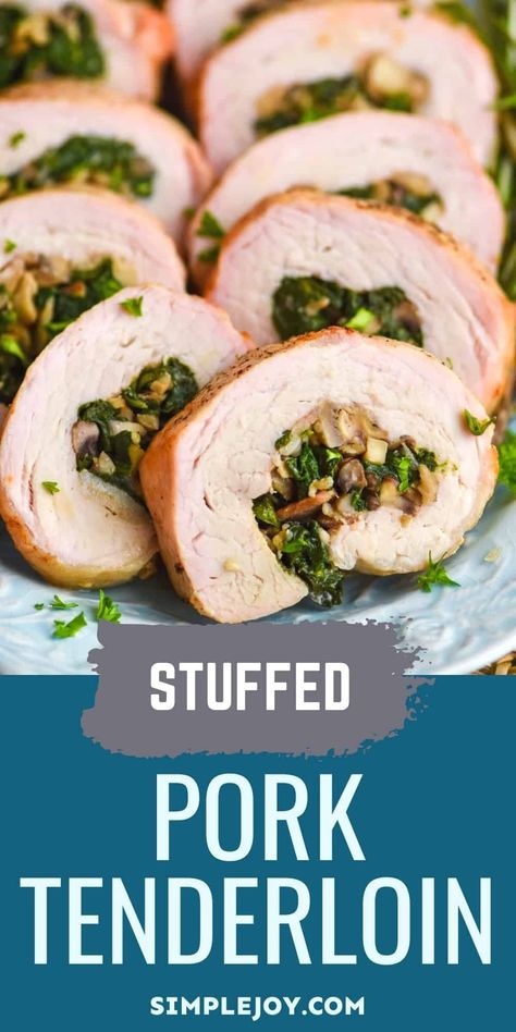 Stuffed Pork Tenderloin is the perfect easy holiday meal. Though it has a few simple ingredients and is simple to make, it is a show stopper! Tender Pork Loin, Breakfast Recipe Ideas, Stuffed Pork Loin, Spinach Parmesan, Roasted Pork Tenderloin, Roasted Pork Tenderloins, Stuffed Pork, Pork Roast Recipes, Pork Loin Recipes