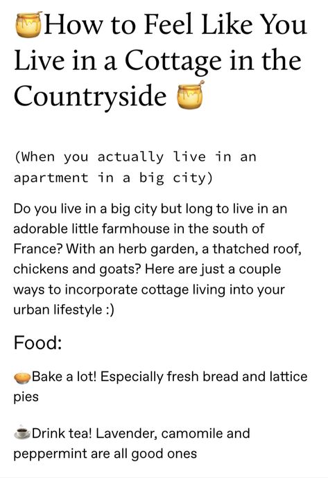 Dark Homestead Aesthetic, Cottagecore Skills, Cottagecore Personality, Cottagecore Activity List, How To Live A Cottagecore Life, Cottage Core Captions, Cottagecore Style Guide, Cottagecore Things To Do, Cottage Core Aesthetic Words