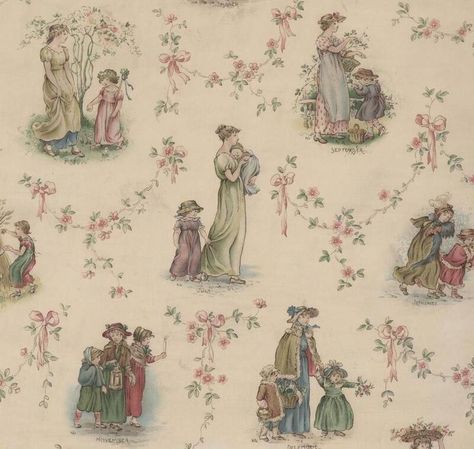 Kate Greenaway's Design for Nursery Wallpaper · Victorian Things · Omeka S at UVic Libraries Wallpaper Victorian, Victorian Nursery, Victorian Things, Nursery Wallpaper, Victoria And Albert, Victoria And Albert Museum, Wallpaper Samples, Nursery Walls, Small Groups