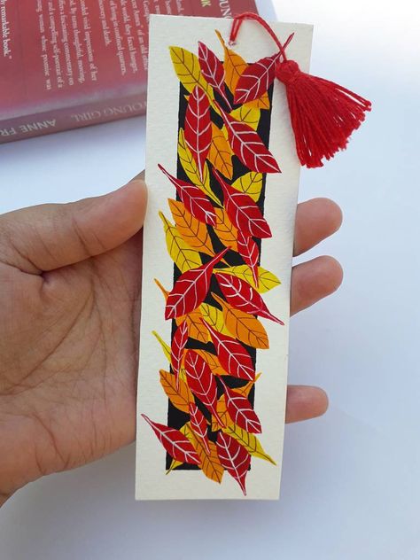 Leaves Bookmark, Leaf Bookmark, Bookmark Craft, Personalized Bookmarks, Paper Bookmarks, Watercolor Bookmarks, Watercolor Leaves, Bookmarks Handmade, Colorful Leaves