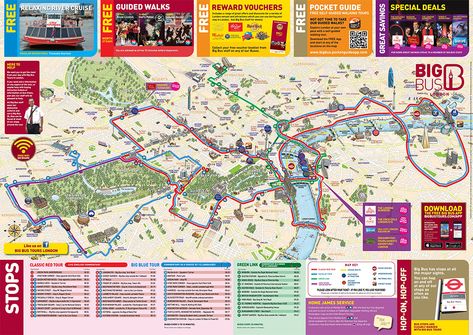 London Attractions Map, London Tourist Map, London Tourist Attractions, London Walking Tours, Big Bus, London Sightseeing, London Tourist, Big Red Bus, Bus Stops