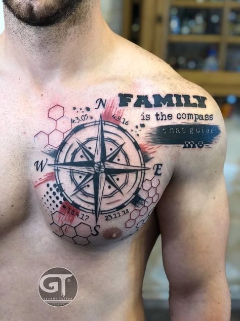 Tato Nama, Tatuaje Trash Polka, Lock Tattoo, Family Tattoos For Men, Trash Polka Tattoo Designs, Brother Sister Tattoo, Animal Sleeve Tattoo, Father Tattoos, Compass Tattoo Design