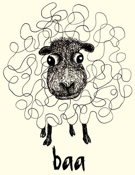 Diy Shirt Painting Ideas, Sheep Doodle Art, Sheep Line Drawing, Black Sheep Drawing Illustrations, Black Sheep Illustration, Sheep Graphic, Sheep Logo, Scribble Art, Sheep Art