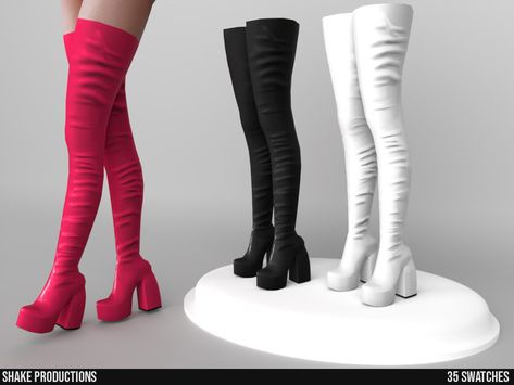 The Sims Resource - High Heel Boots - S032313 Sims 4 Cc Heels Patreon Free, Sims 4 Tights Cc, Sci Fi Boots, Sims4cc Clothes, Sims4 Shoes, Sims4 Clothing, Sims 4 Nails, Ts4 Mods, Cc Sims4