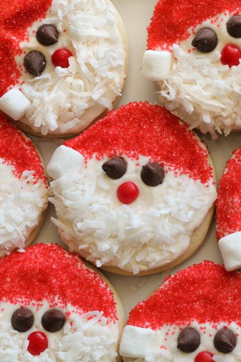 Santa Sugar Cookies | Six Sisters' Stuff Santa Sugar Cookies, Six Sisters Stuff, Six Sisters, Christmas Cookie Exchange, Best Christmas Cookies, Cookies N Cream Cookies, Santa Cookies, Fancy Cookies, Sugar Cookies Recipe