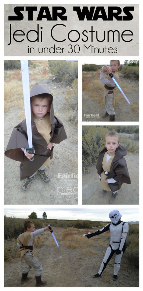 Easy Jedi Costume using Oly*Fun.  Just a little sewing and it can be done in under 30 minutes. Easy Jedi Costume, Diy Jedi Costume, Kids Jedi Costume, Jedi Costume Diy, Teen Boy Costumes, Baby Jedi, Jedi Costume, Book Character Day, Easy Diy Costumes