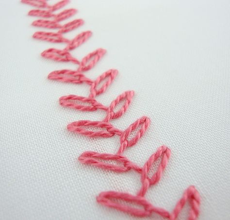 100 stitches - #31 chained feather stitch | dmc pearl cotton… | Flickr Fabric Tattoo, Sweater Quilt, Crazy Quilt Stitches, Feather Embroidery, Feather Stitch, Bookmaking, Hand Embroidery Tutorial, Embroidery Stitches Tutorial, Needlework Embroidery