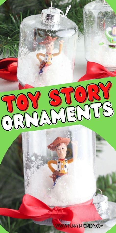 Buzz Lightyear and Woody Toy Story snow globe ornaments Toy Story Ornaments, Preschool Christmas Ornaments, Dollar Tree Toys, Disney Ornaments Diy, Toy Story Christmas, Ornaments Simple, Disney Crafts For Kids, Christmas Ornaments Diy Kids, Toy Story Crafts