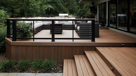 Azek Decking, Composite Deck Railing, Deck Railing Design, Modern Deck, Deck Colors, Patio Deck Designs, Deck Designs Backyard, Trex Deck, Deck Railing