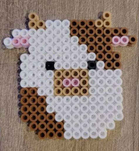 Cow Perler Beads, Squishmallow Art, Hello Kitty Cow, Cow Squishmallow, Melty Bead Designs, Melt Beads Patterns, Melt Beads, Easy Perler Beads, Hamma Beads Ideas