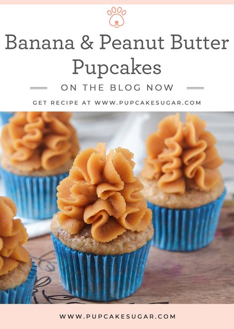 Puppy Cakes, Cupcakes For Dogs Recipe, Dog Birthday Cupcakes, Pupcake Recipe, Dog Cookie Recipes, Dog Cake Recipes, Peanut Butter Cream, Pet Treats Recipes, Butter Cream Frosting