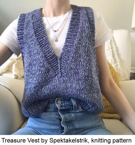 Diy Tricot, Knit Vest Pattern, Vest Pattern, Stockinette Stitch, Top Down, 가을 패션, Knit Fashion, Knit Vest, Knitting Ideas