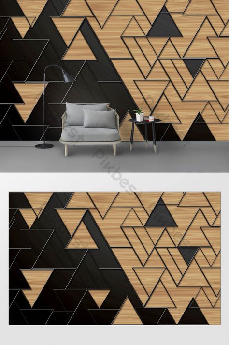 Triangle Mural, Room Wallpaper Designs, Accent Wall Design, Feature Wall Design, Triangle Wall, Wall Panel Design, Wall Panels Bedroom, Texture Seamless, Accent Walls In Living Room