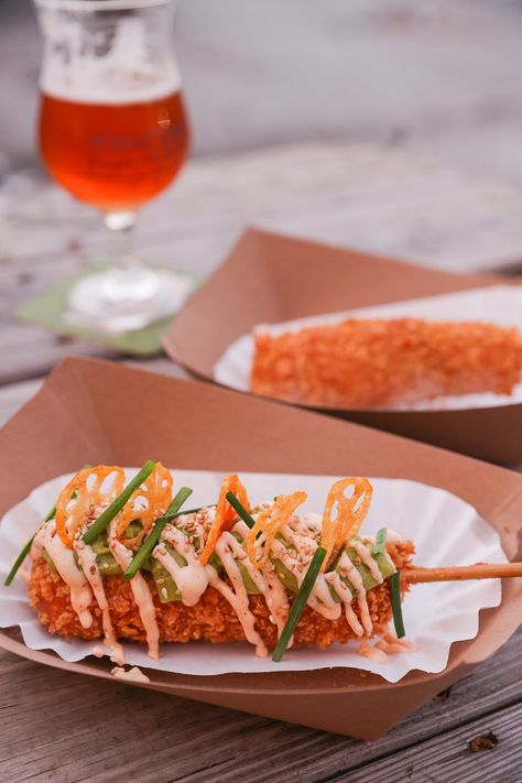 Ten places to add to your foodie list that includes Korean Hot Dogs, a sustainable food truck, ... Asian Food Truck, Korean Hot Dogs, Hot Dog Food Truck, Dog Food Truck, Food Truck Project, Deli Ideas, Pesto Potatoes, Tapas Restaurant, Japanese Chef