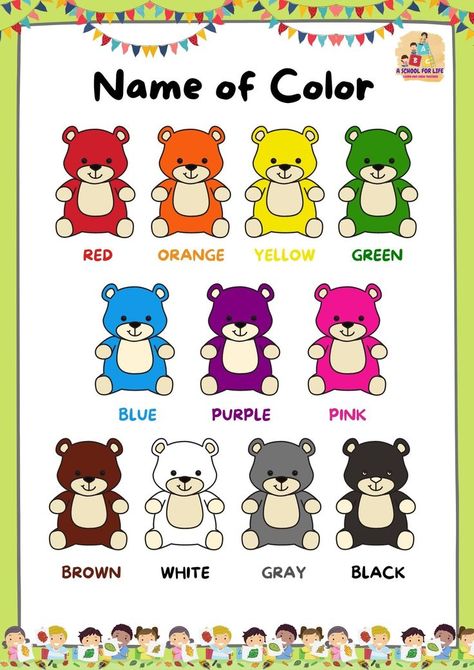 Color Name and Practice Worksheets Colours Name For Kids, Preschool Center Signs, Color Vocabulary, Colors Name In English, Color Names Chart, Consonant Blends Worksheets, Color Worksheets For Preschool, Materi Bahasa Inggris, Colors For Kids