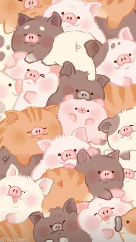 Pig Cute Wallpaper, Piggy Wallpaper Cute, Cute Pig Wallpaper Iphone, Pig Wallpaper Cute, Cute Pig Wallpaper, Pig Cute Cartoon, Cute Wallpapers Kawaii, Pig Cute, Kawaii Wallpapers