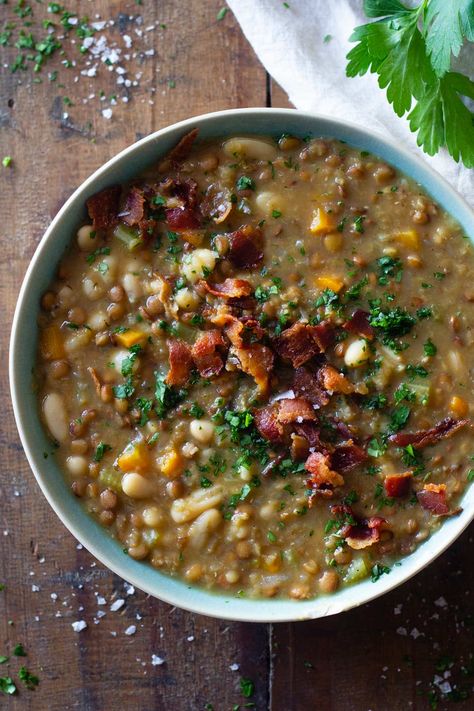 Crockpot Lentil Soup, Soup In A Crock Pot, Green Lentil Soup, Beans And Vegetables, Vivian Howard, Slow Cooker Lentils, Apple Soup, Lentil Soup Recipes, Healthy Comfort