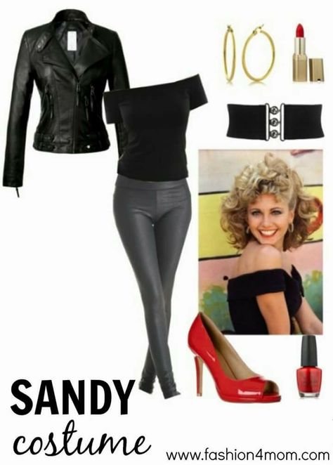 Sandy Grease Outfit, Greece Movie, Grease Halloween Costumes, Sandy Olsson, Sandy Costume, Grease Sandy, Pink Lady Costume, Pink Ladies Grease, Grease Outfits