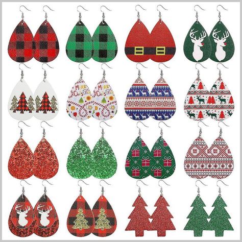 AIDSOTOU 9-24 Pairs Faux Leather Earrings Set for Women Teardrop Drop Dangle Earrings Jewelry Gift Free Christmas Earring Svgs, Faux Leather Earrings Winter Template Free, Free Christmas Earring Svg Files For Cricut, Free Faux Leather Earring Templates For Cricut, Gnome Faux Leather Earrings, Faux Leather Snowflake Earrings, Cheap Christmas Beaded Earrings For Women, Santa Hat Pattern, Plaid And Leather