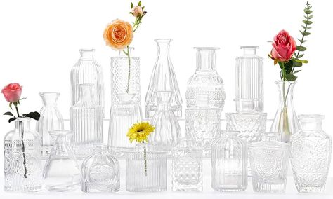 Amazon.com: Glass Bud Vases -Set of 20 for Flowers, Small Clear Bud Vases in Bulk for Centerpieces Home Decor, Mini Glass Vase Assorted for Rustic Wedding,Floral Arrangements,Home Table Decorations : Home & Kitchen Vases For Centerpieces, Glass Vases Centerpieces, Glass Bud Vases, Vases For Flowers, Vase Transparent, Small Glass Vases, Clear Vases, Wedding Reception Tables, Floral Arrangements Wedding