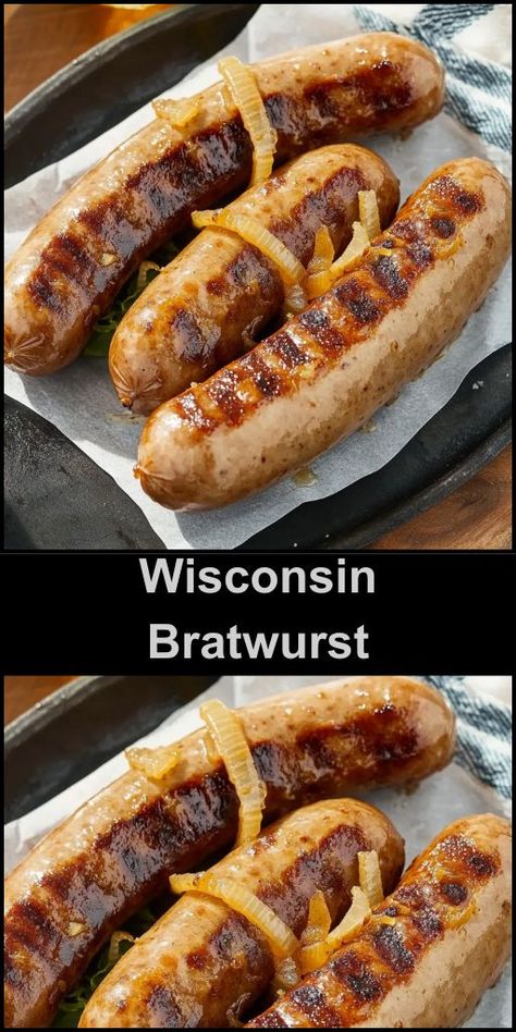 A true delight, bursting with flavor and paired beautifully with tangy sauerkraut. Ingredients: 4 bratwurst sausages 2 tablespoons olive oil 1 large onion, sliced 2 cloves garlic, minced 1 cup sauerkraut, drained 1 cup beer (preferably a lager) Salt and pepper to taste Fresh parsley, chopped (for garnish) Grilled Bratwurst, Brats Recipes, Bratwurst Recipes, Bratwurst Sausage, Healthy Dinner Options, Grilled Sausage, Summer Cookouts, Onion Recipes, Sausages