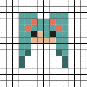 Miku Perler Bead Patterns, Fusion Beads Patterns, Mini Perler Bead Ideas, Hatsune Miku Perler Beads, Fuse Bead Patterns Easy, Small Fuse Bead Ideas, Miku Perler Beads, Miku Perler, Hatsune Miku Pixel Art