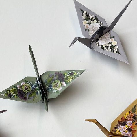 Lavender Home Team on Instagram: "Flower Crane Origami DIY pack  Beautiful flower design. Perfect for Christmas gift and party decoration. Available from our online store. #origami #crane #diy #paperkit #paperart #crafts #birds #flower #gift #christmas #wedding" Origami Crane Decoration, Origami Home Decor, Beautiful Flower Designs, Origami Crane, Home Team, Christmas Wedding, Beautiful Flower, Flower Gift, Gift Christmas