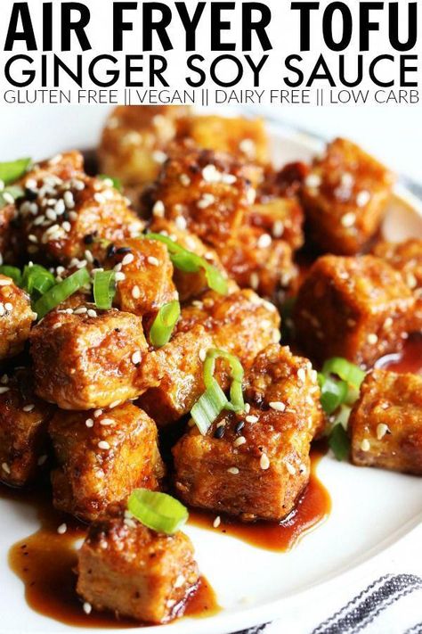 Ginger Soy Marinade, Asian Tofu Recipes, Air Fryer Tofu, Soy Tofu, Tofu Recipes Easy, Air Fryer Recipes Breakfast, Tofu Recipes Vegan, Gluten Free Soy Sauce, Vegetarian Main Dishes