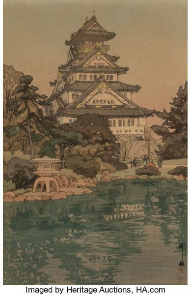 Japan Wallpaper, Hiroshi Yoshida, رورونوا زورو, Japanese Castle, Osaka Castle, Japanese Art Prints, Japanese Artwork, Japanese Landscape, Woodcuts Prints