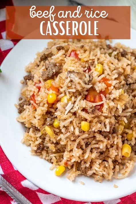 Ground Beef And Instant Rice Recipes, Hamburger And Rice Casserole Recipes, Hamburg And Rice Recipes, Ground Beef And Rice Recipes Easy, Hamburger And Rice Casserole, Casserole Recipes Beef, Dirty Rice With Ground Beef, Hamburger And Rice Recipes, Beef Rice Casserole