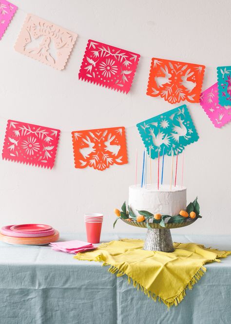 Printable Papel Picado Streamers - The House That Lars Built Mexican Bridal Shower Ideas, Bridal Shower Ideas Diy, Diy Papel Picado, Mexican Fiesta Bridal Shower, Mexican Bridal Showers, Tissue Paper Garlands, Mexican Celebrations, Fiesta Bridal Shower, Bridal Shower Diy