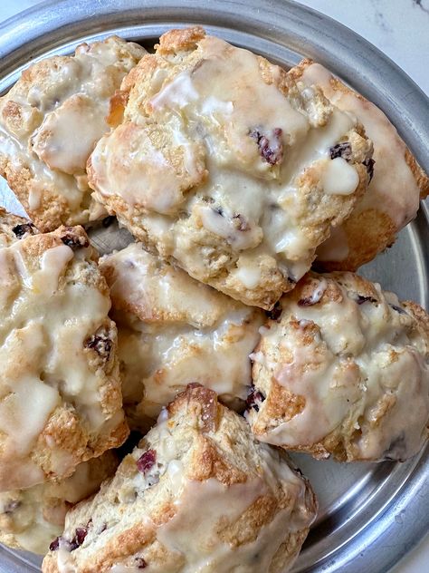 Cranberry Orange and Ginger Scones Scones Flavors, Ginger Scones Recipe, Ginger Scones, Holiday Bakes, Lemon Poppy Seed Scones, Dried Ginger, Apple Cider Donuts Baked, Recipes For Christmas, Orange Scones