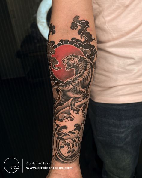 "The most difficult thing is the decision to act, the rest is merely tenacity. The fears are paper tigers. You can do anything you decide to do. You can act to change and control your life; and the procedure, the process is its own reward." Best Japanese Tattoo, Tiger Forearm Tattoo, Japanese Forearm Tattoo, Japanese Tattoo Sleeve, Samurai Tattoo Sleeve, Japanese Tiger Tattoo, Tiger Tattoo Sleeve, Forearm Band Tattoos, Tiger Tattoo Design