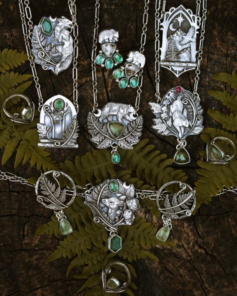 Carly Wolf | Handcrafted Silver Jewelry (@sagewolfsilver) • Instagram photos and videos Fantasy Craft, Forest Aesthetic, Handcrafted Silver Jewelry, Wolf Jewelry, Bold Jewelry, Jewelry Techniques, Funky Jewelry, Group Photos, Your Soul