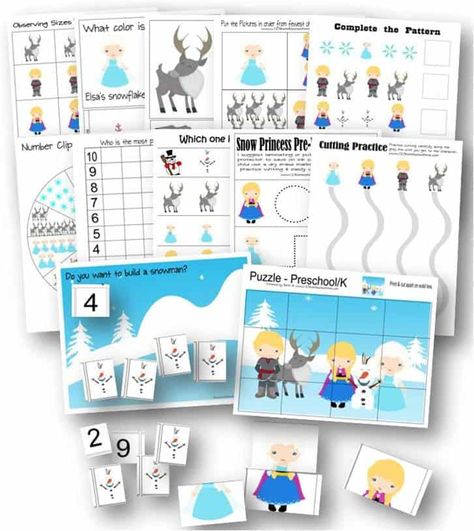 Kids will have fun learning alongside their favorite frozen characters of Anna, Elsa, Olaf, Sven, and more with these FREE printable Pre K Worksheets Frozen Worksheets, Elsa Crafts, Frozen Activities, Frozen Book, My Busy Books, Frozen Crafts, Pre K Worksheets, Anna Und Elsa, Elsa Olaf