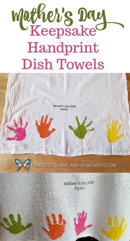 Handprint Mothers Day Gifts, Diy Handprint Towels, Mothers Day Keepsake, Handprint Tea Towels, Handprint Towels Kids Crafts, Handprint Dish Towel, Hand Towel Mothers Day Craft, Mother’s Day Gift Ideas Handprints, Mother’s Day Craft Keepsake