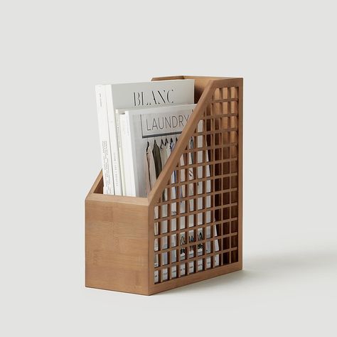 Marie Kondo Shoji Bamboo Magazine File | The Container Store Handmade Bookshelves, Magazine Organization, Bamboo Care, Magazine Files, Shoji Screen, Konmari Method, Wood Stain Colors, Organization Essentials, Magazine Holder