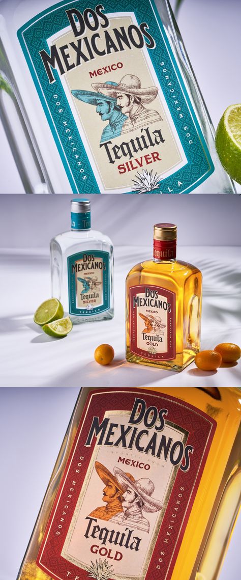 43oz.com Design Studio - Dos Mexicanos Tequila Label Redesign . The fruitful cooperation between our studio and the Belgian company Sodiko, specializing in the production of various spirits, implies constant work on updating their extensive brand portfolio and creating new brands. In the case of Dos Mexicanos tequila, our task was to update the visual for a fairly popular product that is present on the market almost all over the world . #spiritspackaging #packagingdesign Tequila Label Design, Tequila Branding, Tequila Restaurant, Tequila Labels, Tequila Label, Tequila Design, Wine Chart, Brand Portfolio, Mexican Salsa