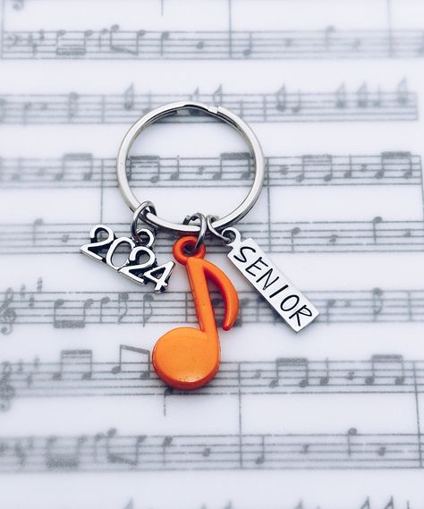 2024 Marching Band, Color Guard, Orchestra, Show Choir, Chorus Senior Music Note Charm Keychain Key Ring Banquet Grad Gift by Susoodles on Etsy Senior Band Night Ideas, Marching Band Gift Ideas, Senior Baskets Gift Ideas Band, Gifts For Band Students, Senior Night Gift Basket Band, Senior Band Gifts, Senior Night Gift Ideas Band, Band Senior Night Gifts, Marching Band Senior Night Gift Ideas