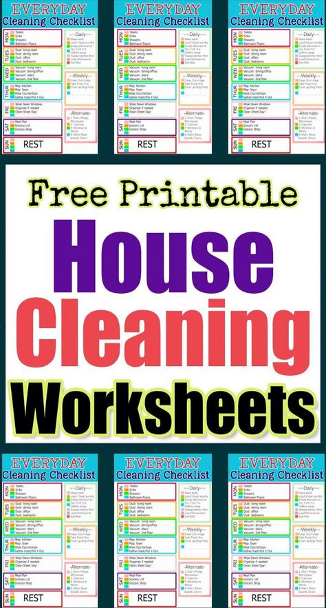 Free printable house cleaning worksheets - checklists of household cleaning chores to keep your house clean and clutter free so you know what to clean daily, weekly and monthly. #Home #and #Tricks #a #Mastering #Trends #for #Motivation #House #Pristine #Tips #Cleaning #Ideas Checklist For Cleaning House, Everyday House Cleaning Checklist, House Cleaning Checklist By Room, Household Checklist Free Printable, Free House Cleaning Schedule, Cleaning Calendar Printable Free, Weekly Cleaning List Free Printable, Step By Step Cleaning House, Clean House Schedule Free Printable