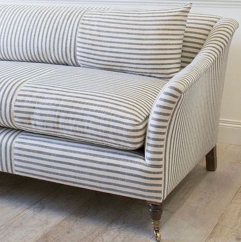 Guy Goodfellow Collection on Instagram: “An incredibly smart @lorfords sofa with Olive Sacking stripes arranged in a perpendicular pattern.” Lucy Williams Home, Striped Couch, Striped Sofa, Lucy Williams, Fun Furniture, Sofa Upholstery, Design Bedroom, Furniture Inspiration, Upholstered Furniture