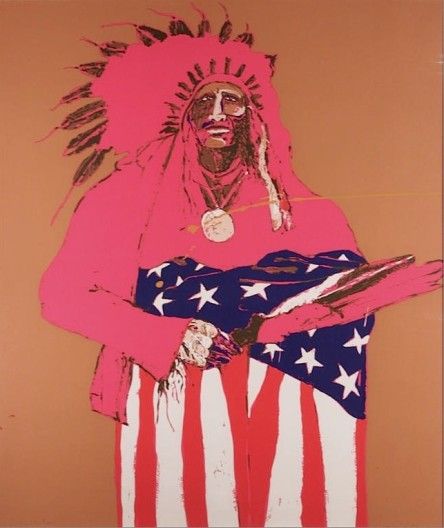 Fritz Scholder, Last Indian With American Flag, 111/150, 1970 American Indian Wedding, American Indian Paintings, Indian Wall Art, Native American Paintings, Native American Artwork, Western Artist, Native American Artists, American Indian Art, Large Canvas Wall Art