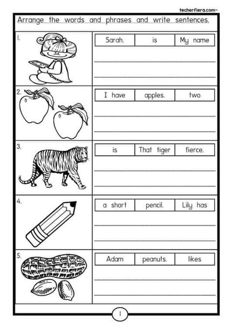 Making Sentences Worksheets, English Writing Skills Worksheets, Writing Skills Worksheets, Writing Sentences Kindergarten, Sentence Building Worksheets, Sentences Kindergarten, Ingles Kids, Making Sentences, Writing Sentences